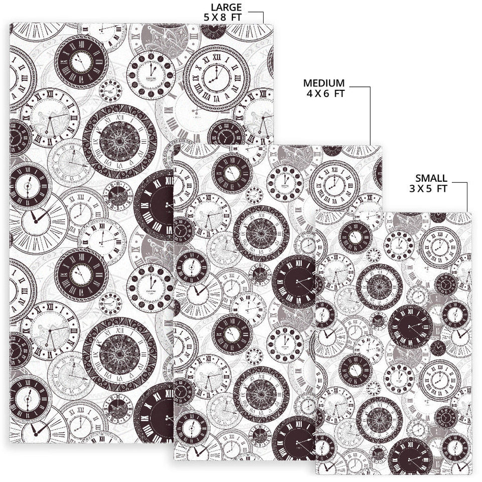Classic Vintage Clock Pattern Area Rug