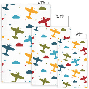 Airplane Star Cloud Colorful Area Rug