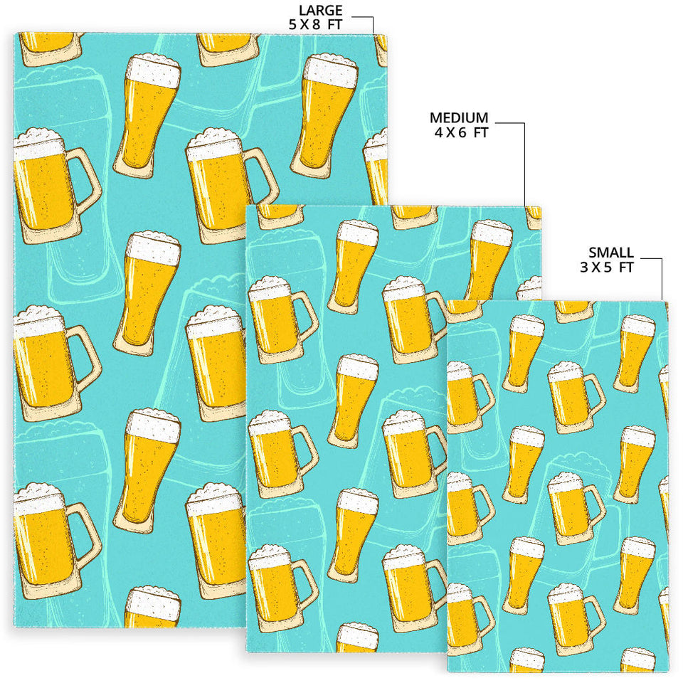 Beer Pattern Green Background Area Rug