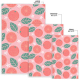 Grapefruit Leaves Flower Pink Background Area Rug
