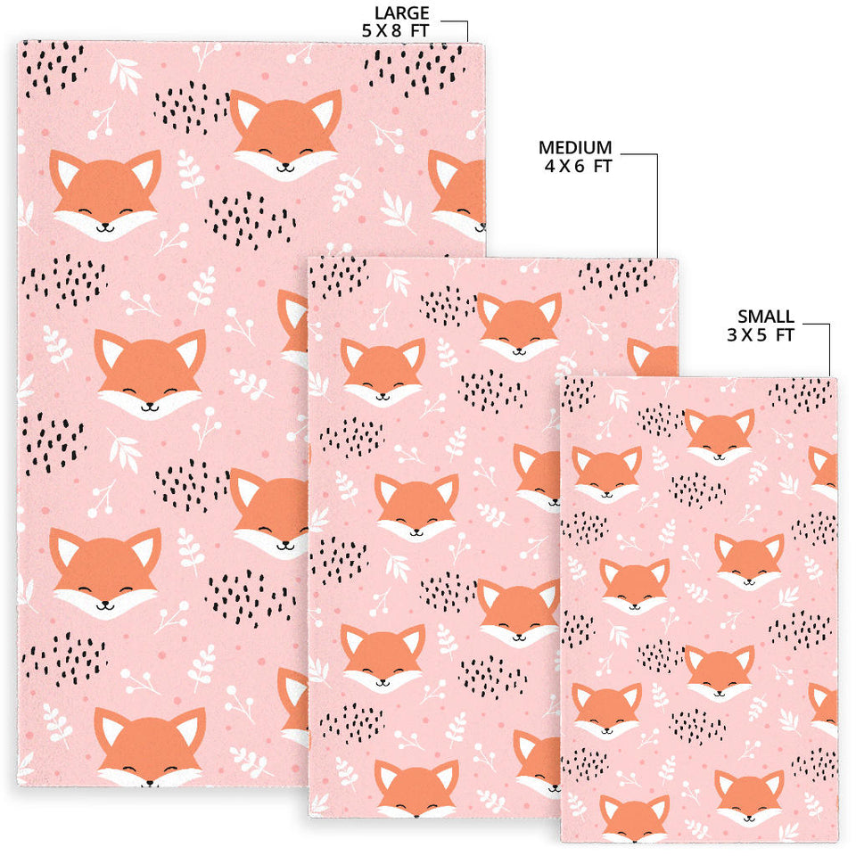 Cute Fox Pattern Pink Background Area Rug