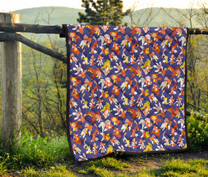 Goldfish Pattern Print Design 04 Premium Quilt