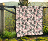 Zebra Pink Flower Background Premium Quilt