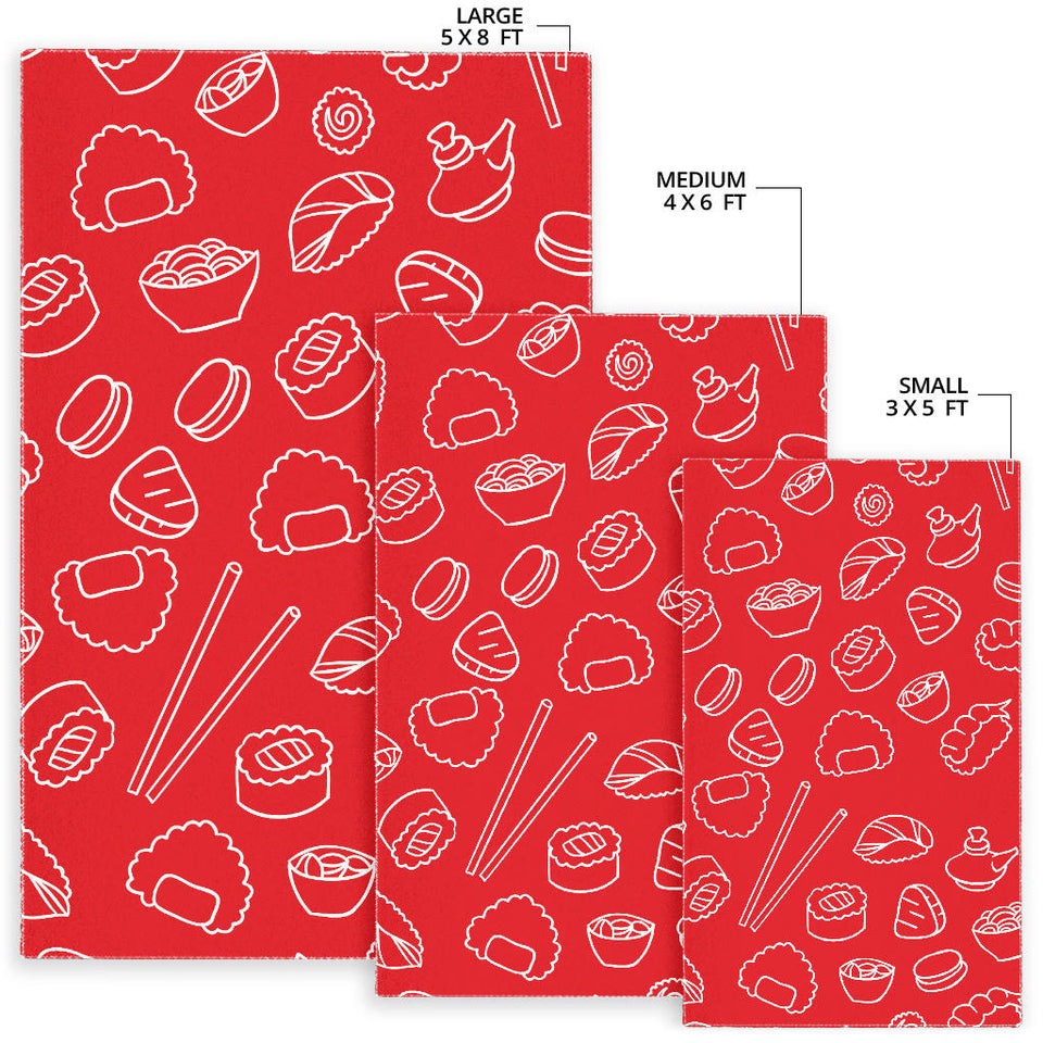Sushi Pattern Red Background Area Rug