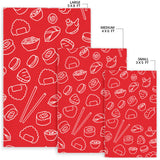 Sushi Pattern Red Background Area Rug