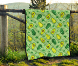 Avocado Pattern Green Background Premium Quilt