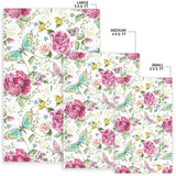 Hand Drawn Butterfly Rose Area Rug