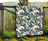 Japanese Wave Pattern Premium Quilt