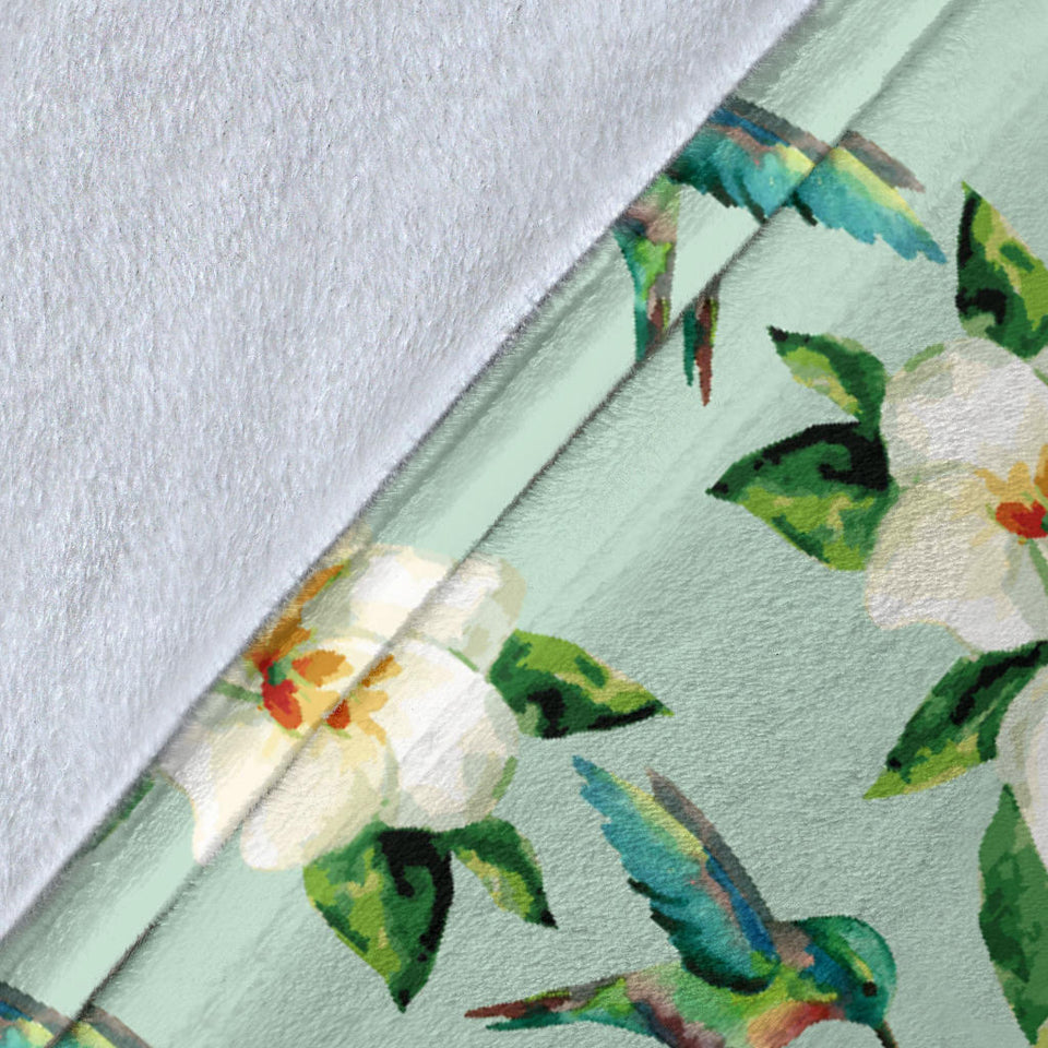 Hummingbird Pattern Print Design 01 Premium Blanket