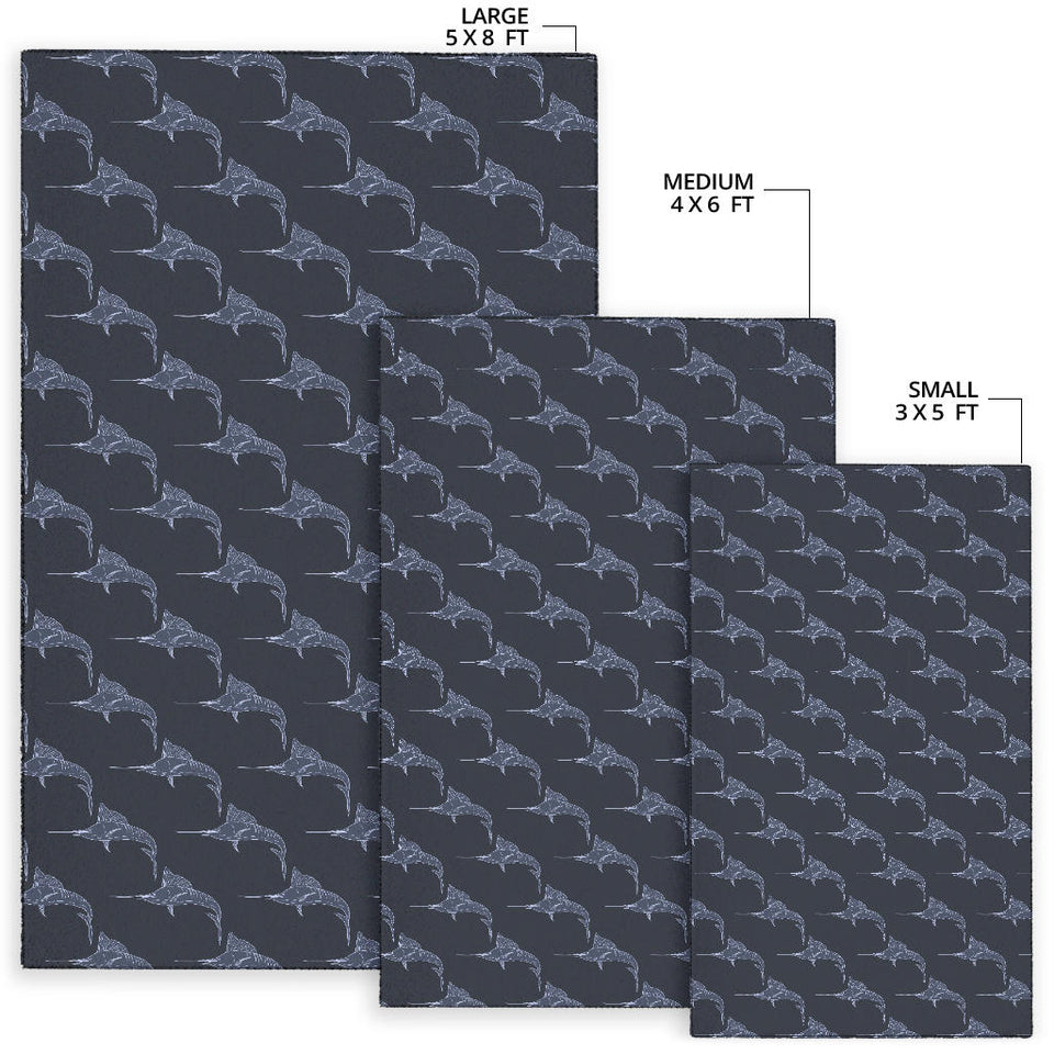 Swordfish Pattern Print Design 03 Area Rug