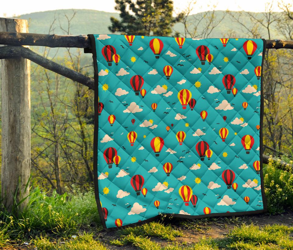 Hot Air Balloon Sky Pattern Premium Quilt