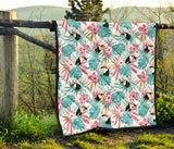 Toucan Tropical Flower Leave Pattern Premium Quilt.Jpg