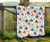 Cute Color Paper Sailboat Pattern Premium Quilt