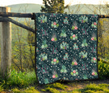 Cactus Glass Terrarium Pattern Premium Quilt