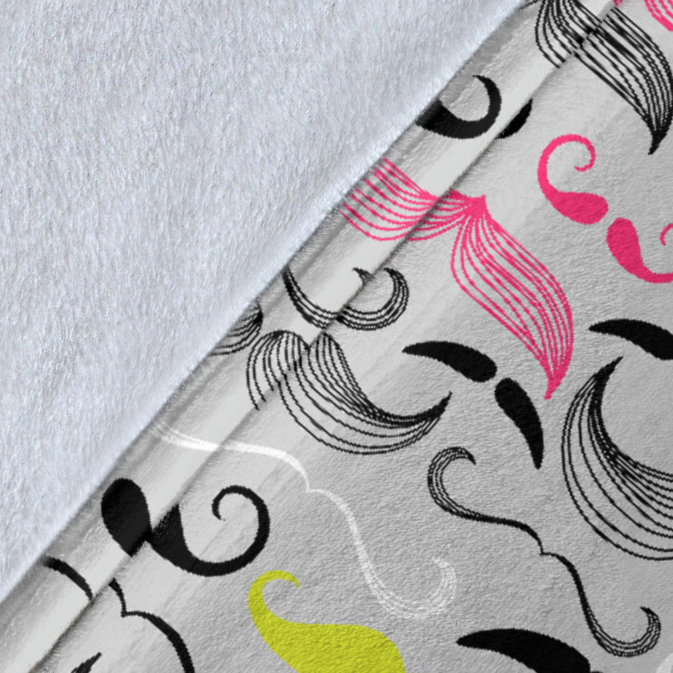 Mustache Beard Pattern Print Design 02 Premium Blanket