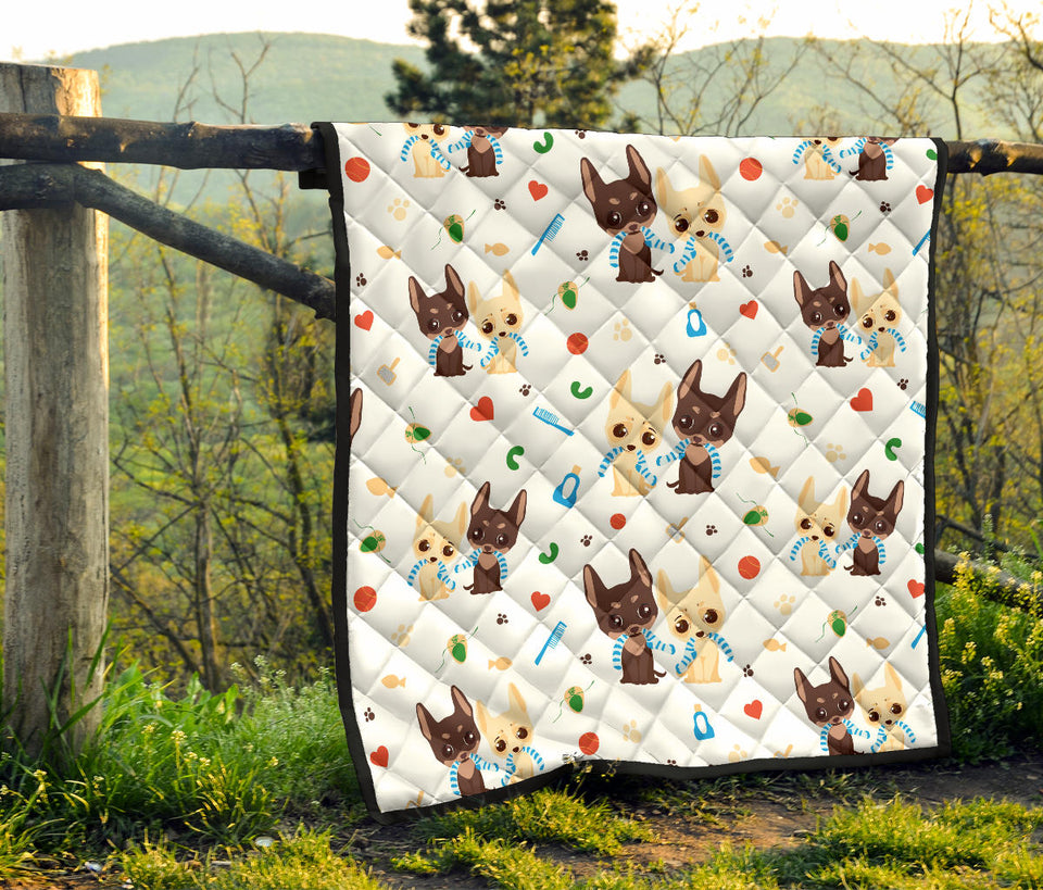 Cute Chihuahua Dog Pattern Premium Quilt