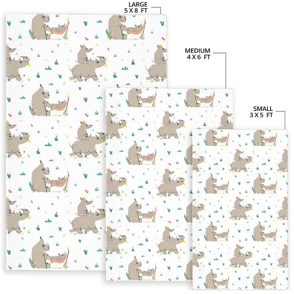 Cute Rhino Pattern Background Area Rug