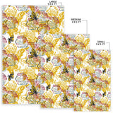 Cool Bee Honeycomb Leaves Pattern Area Rug
