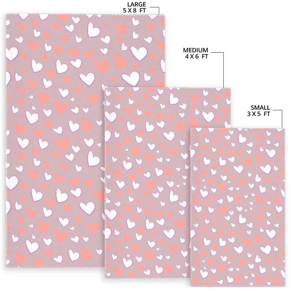 Coral White Heart Pattern Area Rug