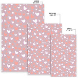 Coral White Heart Pattern Area Rug