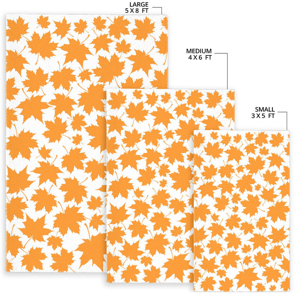 Orange Maple Leaf Pattern Area Rug
