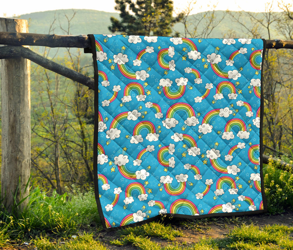 Rainbows Sky Clouds Pattern Premium Quilt
