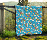 Rainbows Sky Clouds Pattern Premium Quilt
