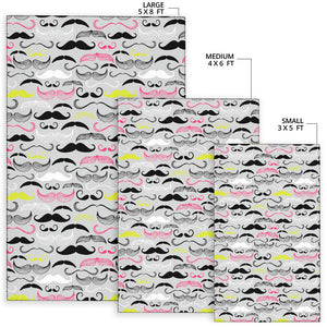 Mustache Beard Pattern Print Design 02 Area Rug