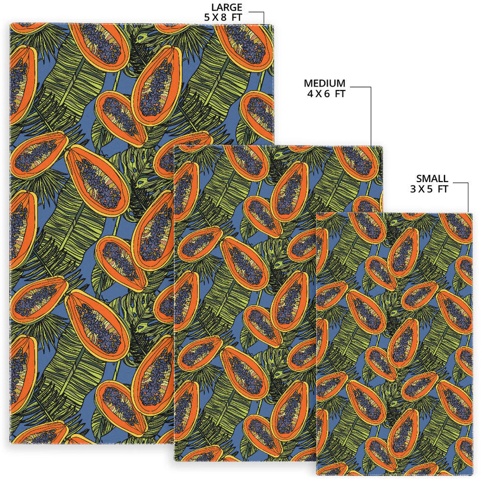Colorful Papaya Tropical Leaves Area Rug