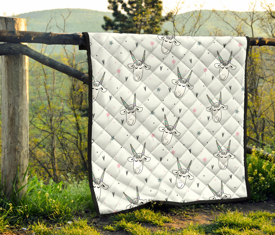 Cute Goat Design Pattern Premium Quilt