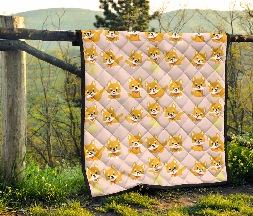 Cute Shiba Inu Dog Pattern  Premium Quilt
