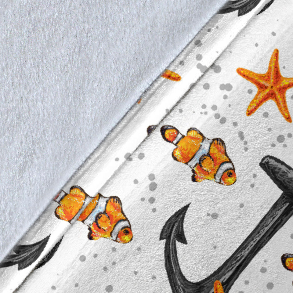 Clown Fish Pattern Print Design 02 Premium Blanket