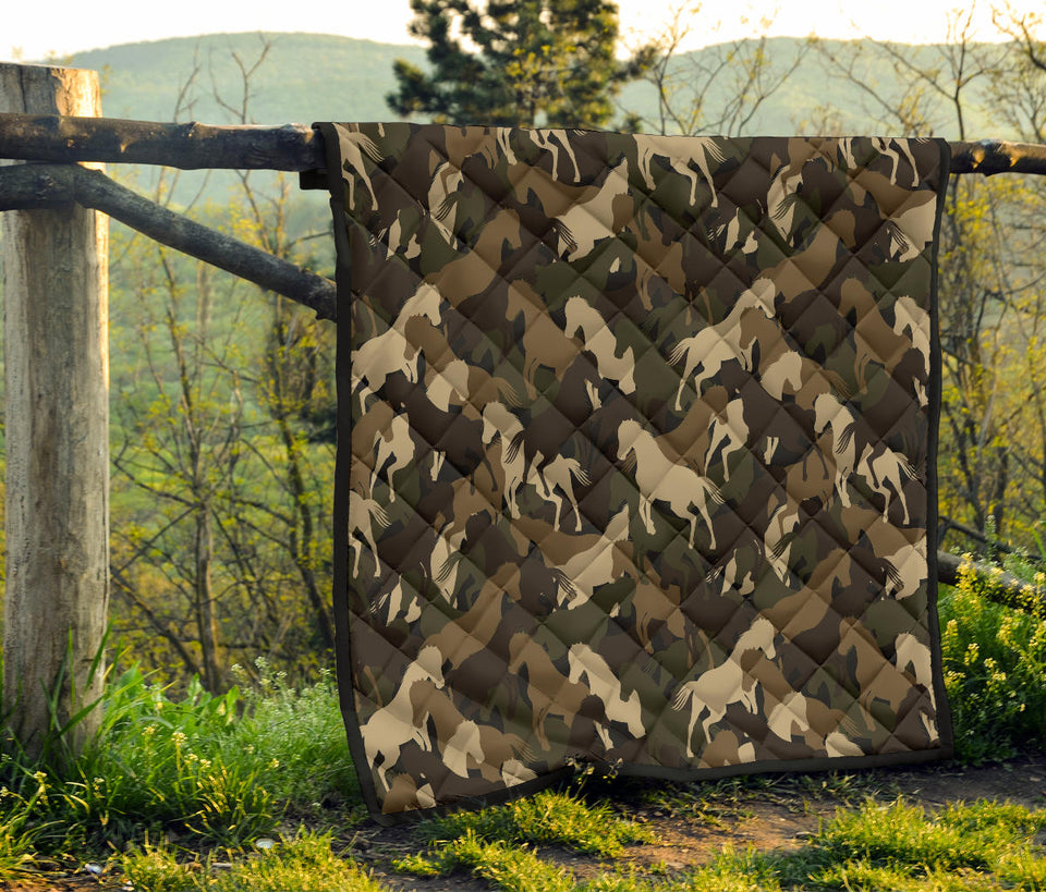 Horse Camo Camouflage Pattern Premium Quilt.