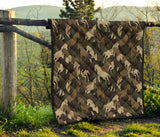Horse Camo Camouflage Pattern Premium Quilt.