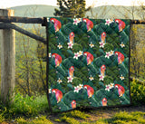 Parrot Palm Tree Leaves Flower Hibiscus Pattern Premium Quilt