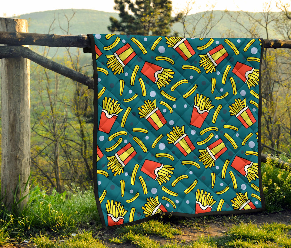 French Fries Red Paper Box Pattern Premium Quilt