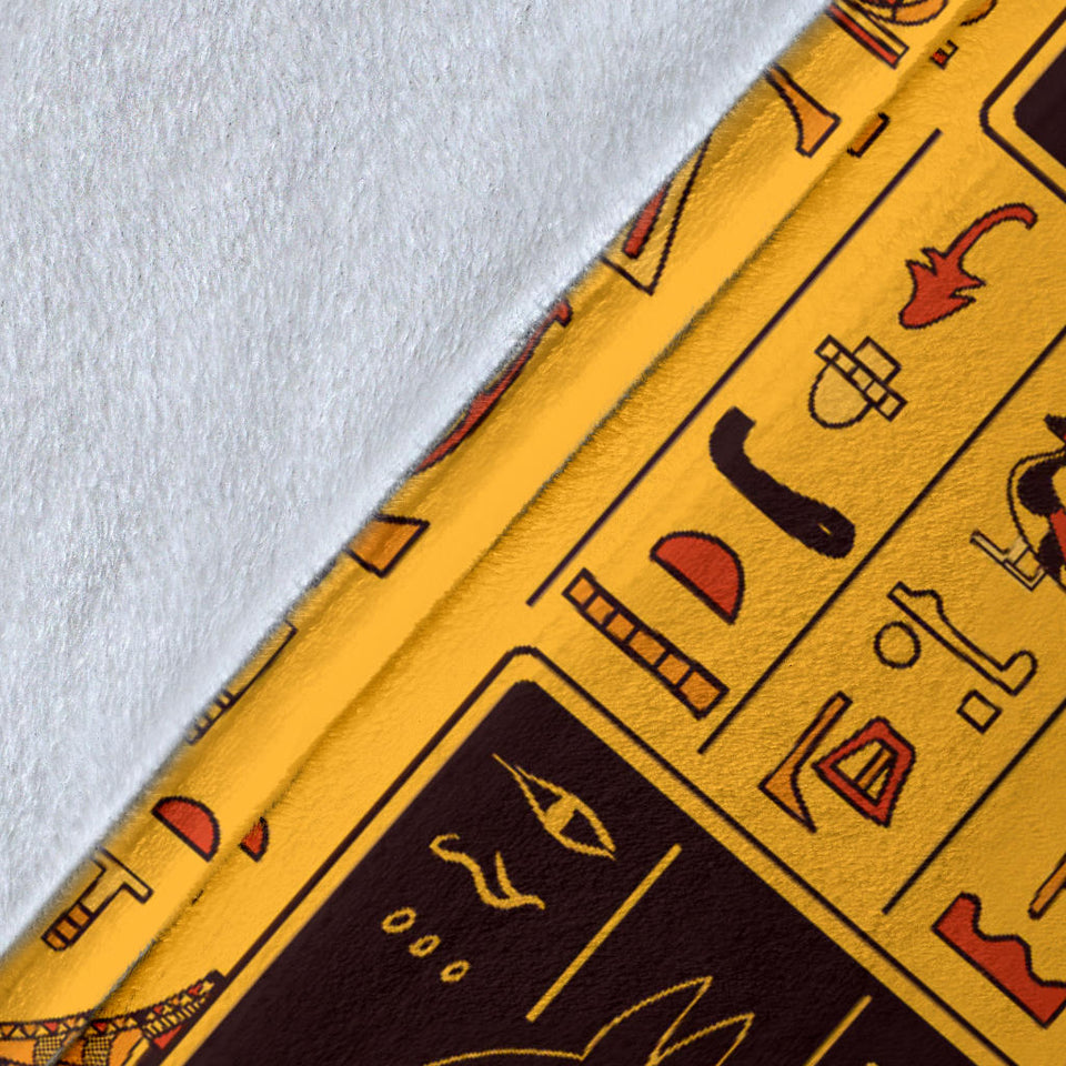 Egypt Hieroglyphics Pattern Print Design 05 Premium Blanket