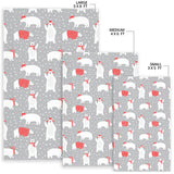 Cute Polar Bear Christmas Snow Pattern Area Rug