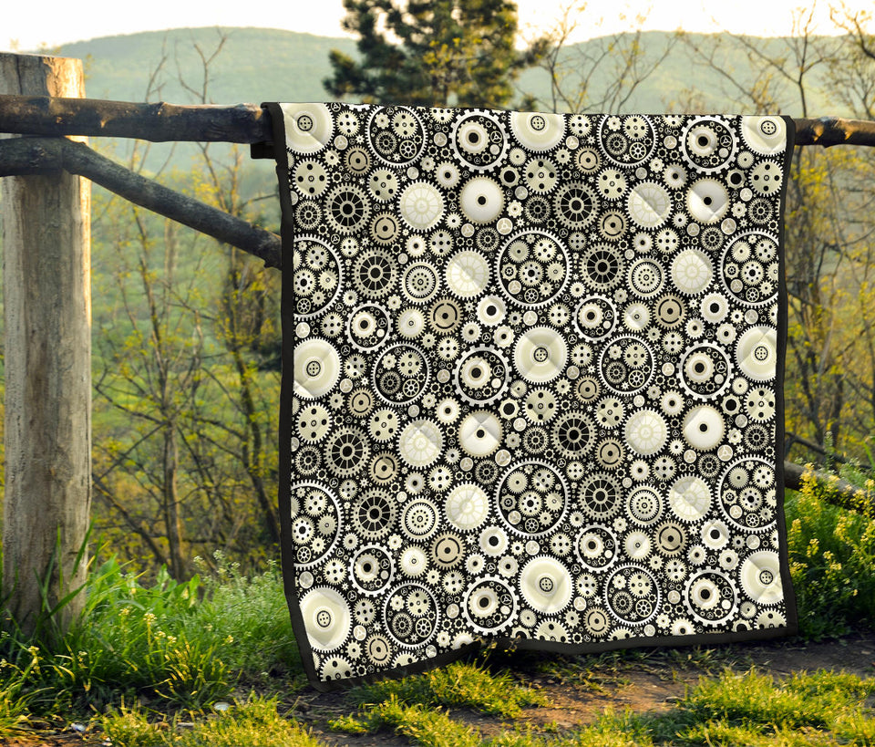 Gear Pattern Print Design 02 Premium Quilt