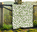 Hand Drawn Sketch Style Green Chili Peppers Pattern Premium Quilt