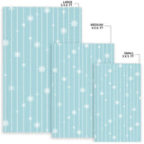 Snowflake Pattern Blue Stripe Background Area Rug