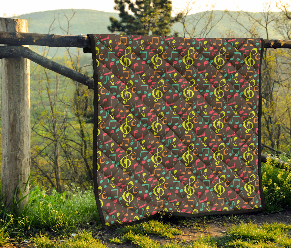 Music Notes Pattern Print Design 05 Premium Quilt