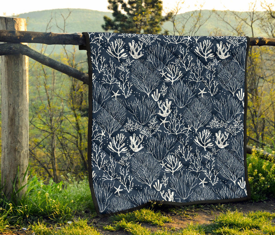 Coral Reef Pattern Print Design 05 Premium Quilt