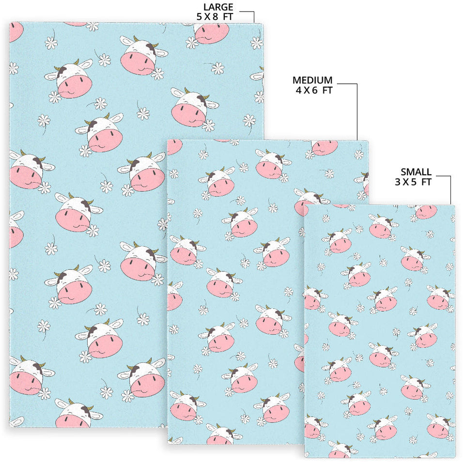 Cute Cow Flower Pattern Area Rug