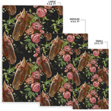Horse Head Wild Roses Pattern Area Rug