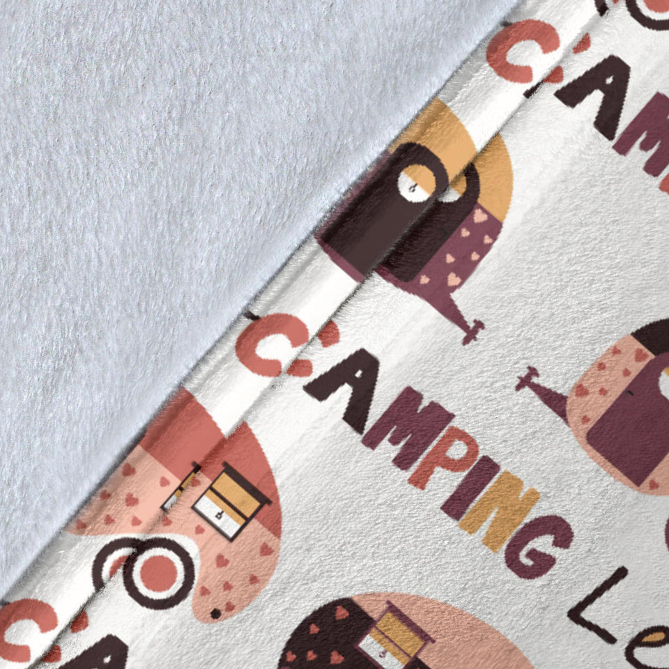 Camper Van Pattern Print Design 01 Premium Blanket