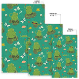 Cute Frog Dragonfly Design Pattern Area Rug