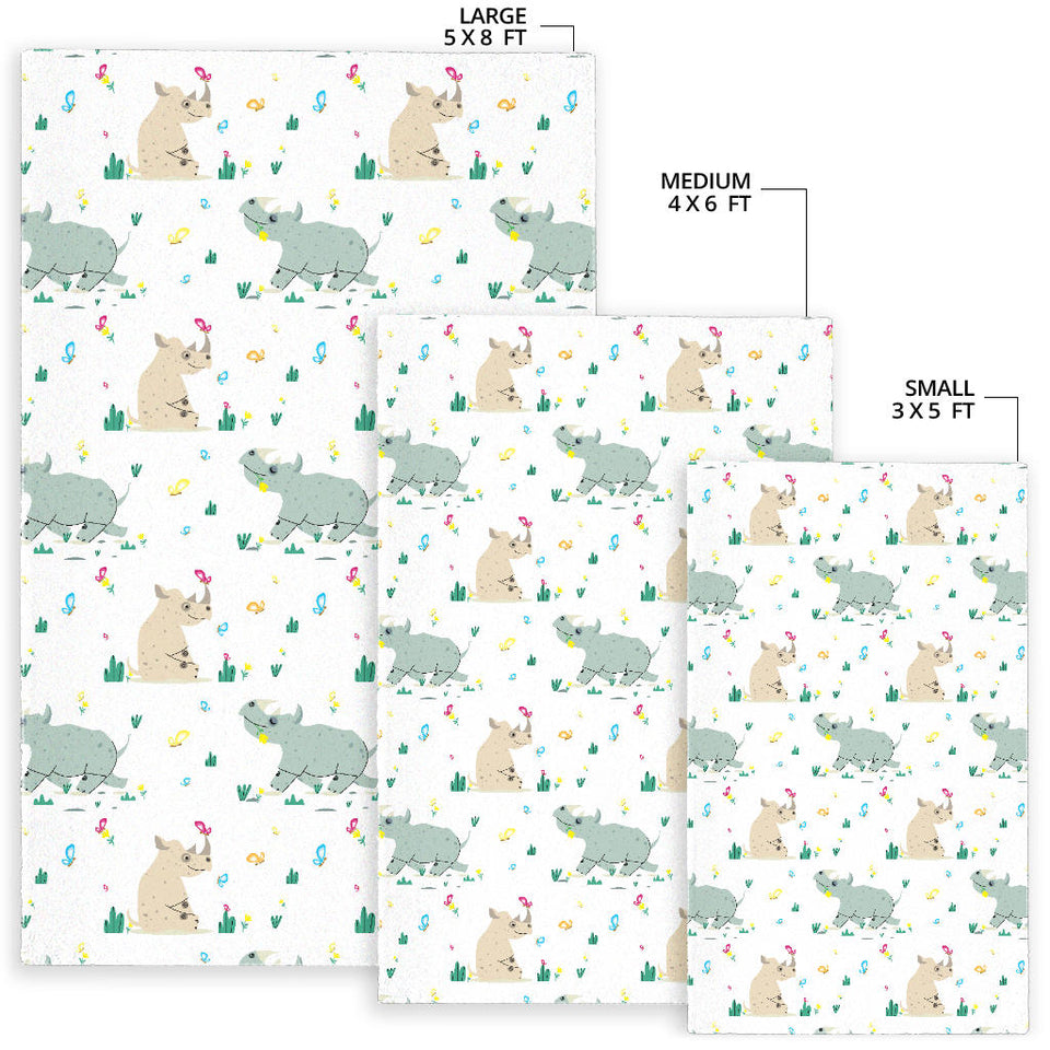 Cute Rhino Pattern Area Rug