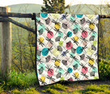 Dragonflies Ginkgo Leaves Pattern Premium Quilt
