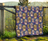 Sugar Skull Flower Pattern Premium Quilt